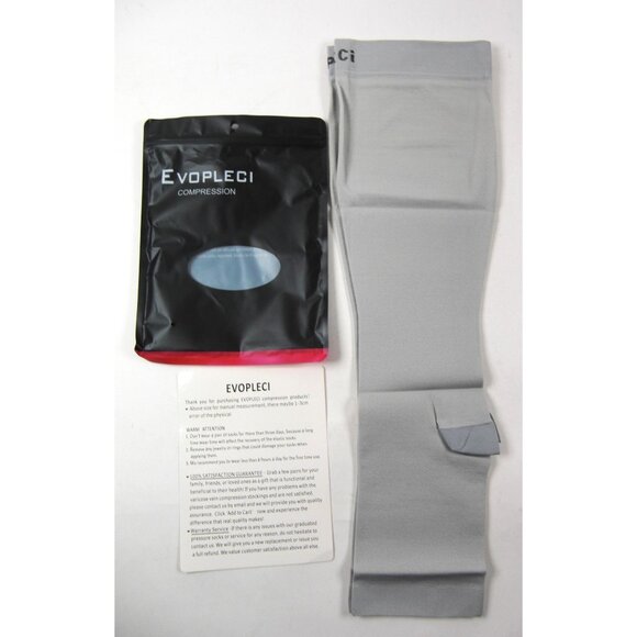 Medical Knee-High Wide Calf Open Toe Gray Compression Socks for Women& Men - Picture 2 of 7